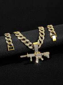 قلادة مخصصة للرجال جديدة مصنوعة من السبيكة معلقة برصاصة ماسية ثلاثية الأبعاد، أوروبية وأمريكية ذات طابع هيب هوب رائع وسيطرة