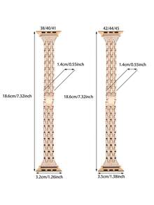 1pc Pink & Silver Fashionable Metal Strap With Rhinestone Decoration Compatible With Apple Watch 1-9 Se - Pink - View 2