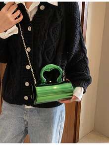 迷你亚克力金属质感手提包，时尚斜挎包 - 綠色 - 查看 6