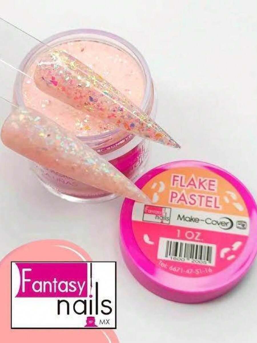 1 Onza Make Cover Flake Pastel Fantasy Nails - Rosa Oxidada - Ver 1