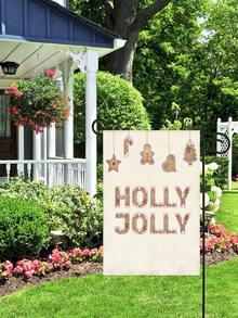 1pc Christmas Theme Pattern Banner Flag For Home Indoor And Outdoor Decoration - Blue - View 1