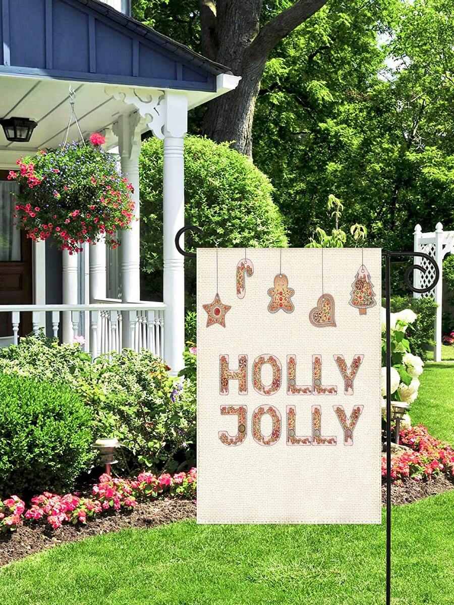 1pc Christmas Theme Pattern Banner Flag For Home Indoor And Outdoor Decoration - Blue - View 1