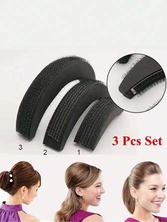 3pcs/Set Fashionable Hair Styling Banana Bump Insert Hair Cushion With Eva Material And Closure, Suitable As A Gift For Women ,Hair Styling Tools Hair Accessories