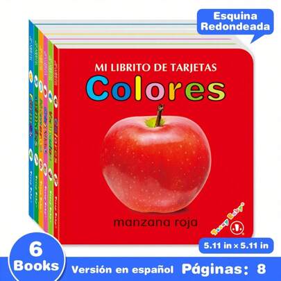 TEENYBABY 1 Set de 6 Juegos de Tarjetas de Alfabetización Infantil Españolas, Mejorando las Habilidades Cognitivas y de Reconocimiento Visual del Color de los Niños, Adecuado para Niños Españoles de 3 a 6 Años, Aumentando el Vocabulario, Mejorando el Aprendizaje de los Niños, Regalos de Pascua/Eid, Juegos Educativos