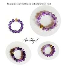 1pc 4mm Round Natural Stone Crystal Agate Energy Bead Finger Ring Elastic Energy Therapy & Relaxing Anxiety Jewelry Gift