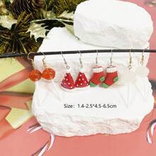 4 cặp/bộ Chuông lấp lánh Giáng sinh, Cây, Tuần lộc, Mũ, Vớ, Găng tay, Bộ bông tai thiết kế người tuyết & bông tuyết, kèm thiệp chúc mừng (Ngẫu nhiên) - Nhiều màu - Xem 34