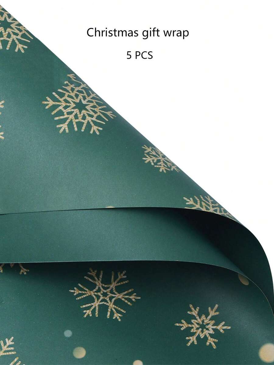 5pcs Flower Bouquet Wrapping Paper, Korean Style Floral Frame White Border Jelly Film Frosted Paper - Green - View 1