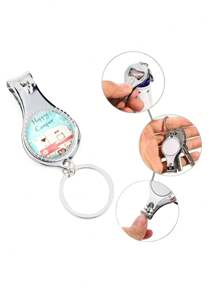 1入男士多功能指甲剪鑰匙扣,手工玻璃凸透鏡圓形吊飾,帶節日祝福語的鑰匙扣,創意禮物 - 彩色 - 查看 1