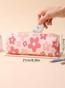 1個花紋雙面印花灰絨布鉛筆袋 - 彩色 - 查看 2