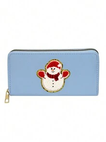 刺繡錢包女士時尚長款手拿包尼龍純色拉鍊包多功能信用卡套