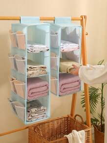 1 件藍色懸掛式衣櫃收納袋,附牛津布層,宿舍衣櫃收納袋,可存放內衣、襪子等。 - 藍色 - 查看 3