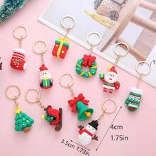 5 Piezas Llaveros Con Temática Navideña, Incluyendo Diseño De Árbol De Navidad Y Ciervo - Multicolor - Ver 11