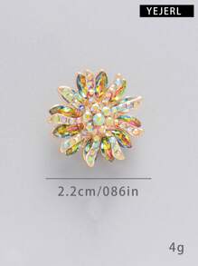 2pcs Fashionable Series Crystal Rhinestones, Metal Inlaid Rhinestone Buttons With Water Drops, Floral, Handmade Girl Heart, European & American Accessory - Multicolor - View 2