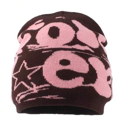 Berretti alla moda da donna con teschi, cappelli lavorati a maglia con ricamo di lettere, cappellini hip hop, cappelli a cuffia per l inverno e l autunno