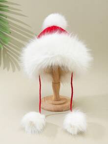 1 Miếng Quý cô Plush ấm áp Tai Sự bảo vệ Mũ len Với Quả bóng Lông Cho mùa đông Hằng ngày Các hoạt động ngoài trời - Nhiều màu - Xem 3