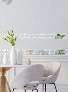 10入組幾何設計鏡子牆貼 - 銀色 - 查看 11