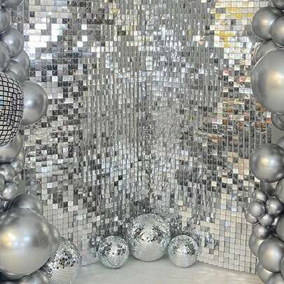 1/2/4 piezas Cortina de fondo de lámina metálica plateada, cortina de fondo de plástico para lluvia para fiesta de cumpleaños, boda, fiesta en casa, decoración de pared, decoración de Halloween, decoración navideña, decoración de Año Nuevo