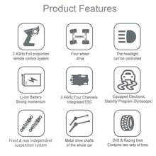 1:16比例的2.4g全尺寸漂移遙控專業越野皮卡卡車金屬賽車,四輪驅動無刷高速車,成人賽車比賽仿真車模 - 黑色 - 查看 4