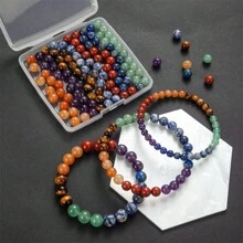 100 顆/套 6 毫米/8 毫米/10 毫米天然虎眼石珠帶孔,彈力繩用於手鍊項鍊珠寶製作,治療水晶天然石材禮品