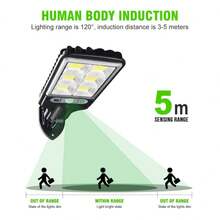 1個新款戶外鋁製太陽能動感感應街燈,遙控,防水led柱狀燈,適用於庭院花園草坪 - 黑色 - 查看 4