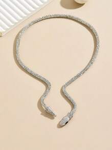 1條時尚性感的水晶蛇形包裹手鍊,模擬鑽石,可以以不同的風格佩戴 - 銀色 - 查看 3