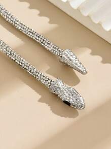 1條時尚性感的水晶蛇形包裹手鍊,模擬鑽石,可以以不同的風格佩戴 - 銀色 - 查看 5
