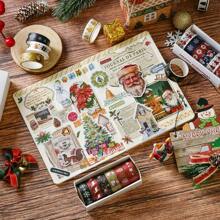 6入組創意聖誕禮品和紙膠帶,手工帳篷帶,聖誕裝飾材料,可愛的膠帶套裝