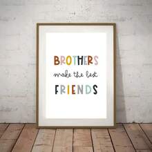 HALFLEMART 1pc plakat na płótnie, wydruki ścienne dla chłopców, sztuka ścienna "Bracia są najlepszymi przyjaciółmi", neutralny wydruk do pokoju dziecięcego lub sypialni chłopców, styl skandynawski, plakat dla dzieci, sztuka ścienna do salonu, sypialni, dekoracja ścienna. Wystrój domu bez ramek prezenty urodziny ukończenie szkoły