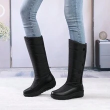 New Winter Warm Snow Boots For Women, Outdoor Sports Thick Mid-Calf Flat Heel Shoes - Black - View 4