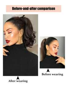 Synthetic Elastic Band Ponytail Extension With Short Curly Hair, Black/brown Color, Heat Resistant