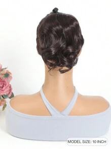 Synthetic Elastic Band Ponytail Extension With Short Curly Hair, Black/brown Color, Heat Resistant