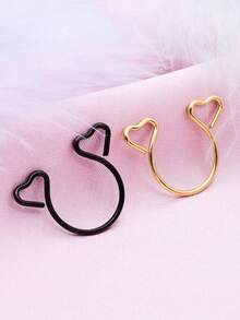 5入組彩色不鏽鋼乳頭環套裝,創意愛心形設計,甜美風格 - 彩色 - 查看 2