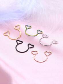 5入組彩色不鏽鋼乳頭環套裝,創意愛心形設計,甜美風格 - 彩色 - 查看 1