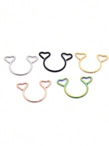 5入組彩色不鏽鋼乳頭環套裝,創意愛心形設計,甜美風格 - 彩色 - 查看 4