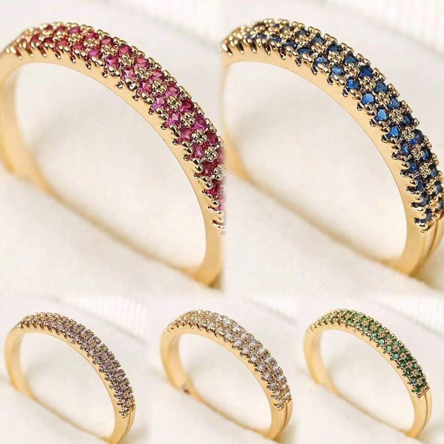 1pc High-end Ladies' Elegant Wedding Ring With Zirconia - Yellow Gold - View 1
