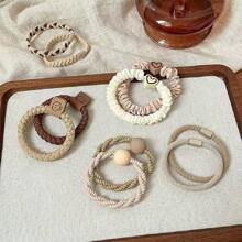 5入組韓式奶茶色系頭髮繩,女孩兒新款彈性髮帶,髮飾配件