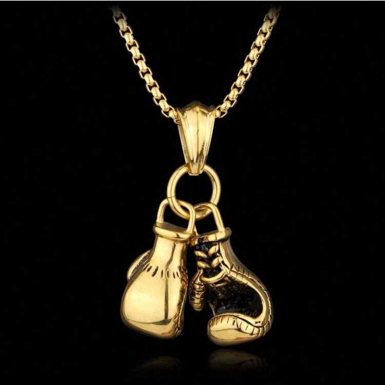 1Pcs Men s Classic Boxing Gloves Pendant Necklace Golden Black White Boxing Gloves Pendant SHEIN UK