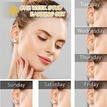 6 cái Thép không gỉ Bông tai stud Bộ Không gây dị ứng Lập phương 14K Bạch Kim 316L CZ Hoa tai , Kim cương Dát Tròn Cái vuốt Vương miện Hoa tai - Vương miện sáu móng vuốt - Xem 7