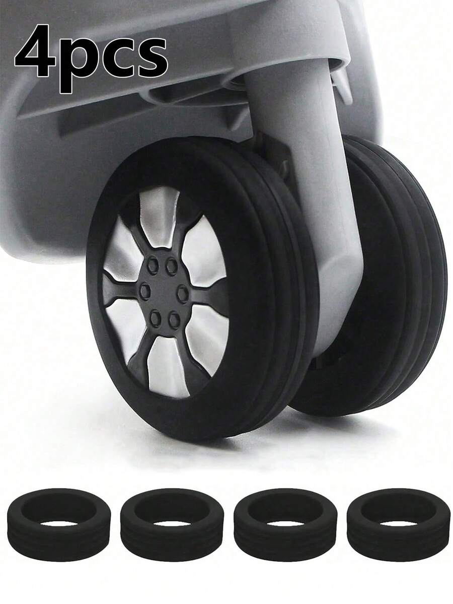 4入組行李箱輪胎保護器,矽膠行李箱輪胎套,減少噪音的行李箱輪胎護套,適用於大多數的行李箱套件,行李箱輪胎舱保護套,彩色矽膠行李箱輪胎套,便攜式行李箱輪胎保護套 - 黑色 - 查看 1