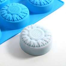 圓形向日葵肥皂模,1包6個空心圓柱形雏菊花矽膠模,適用於製作熱巧克力彈珠、蛋糕、果凍、肥皂、乳液棒