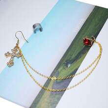 1套時尚十字形鑲鑽耳鏈及性感寶石鼻夾,優雅的耳環手鐲及蝴蝶耳環適用於女士、女孩、派對、生日、日常配戴 - 金色 - 查看 6