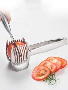 Home Vegetable & Fruit Slicer, Lemon, Tomato & Egg Slicer, Cutting Tool For Fruits And Vegetables - Silver - View 4