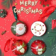 1set Christmas Tree Ornament Decorative Balls, Gift Box With Beaded Bracelet DIY Kit, Suitable For Christmas Wearing And Christmas Gifts