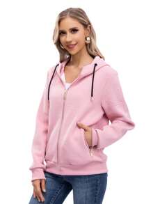 RED MARINE Zip-Up Bomber Jacket With Hood - Baby Pink - View 4