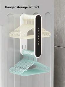 1pc New Style Retractable Clothes Hanger Without Drilling, Multifunctional Storage Rack For Household Balcony/wall-mounted Drying Shelf Organizer - Black and White - View 4