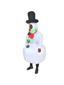Disfraz Inflable De Muñeco De Nieve Navideño Para Adultos - Blanco - Ver 5