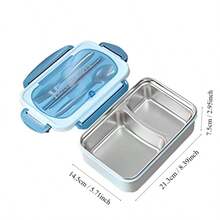 1 Hộp Cơm Inox Di Động, Hộp Cơm Màu Xanh Hiện Đại Cho Văn Phòng Làm Việc Trường Học - Xanh đậm - Xem 4