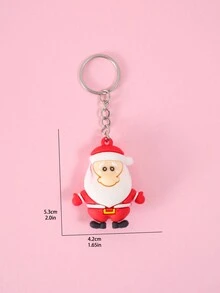 1pc Christmas Gift Keychain Keyring Cartoon 3d Santa Claus Pendant Handmade Key Holder Ornament - Red - View 4