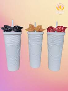 Accesorio para vasos de bebidas, tipo Star, moño decorativo, brillante, para popote, moños con brillos para termo. - Multicolor - Ver 6