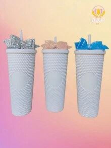 Accesorio para vasos de bebidas, tipo Star, moño decorativo, brillante, para popote, moños con brillos para termo. - Multicolor - Ver 9